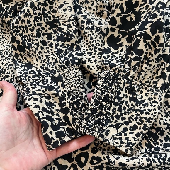 Rebecca Taylor animal leopard print silk long sleeve mini dress size 2 - Picture 9 of 12